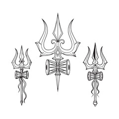 Black and White Trident Illustrations on White Background