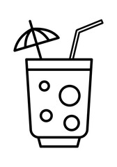 Fototapeta premium A refreshing cocktail illustration featuring an umbrella and a straw, perfect for summer vibes.