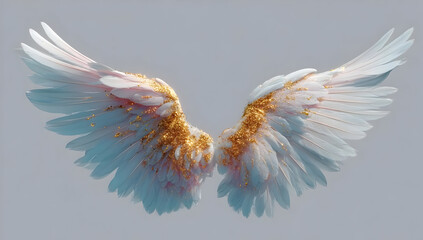Obraz premium A stunning depiction of angelic wings, symbolizing purity and freedom, adorned with golden accents for a celestial touch.