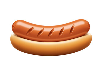 Isolated Savory Hot Dog on a Soft Bun