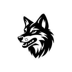 Black and White Wolf Head.