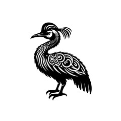 Black Bird Silhouette on White.