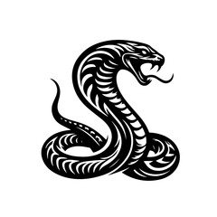 Fototapeta premium Black Snake Silhouette on White.