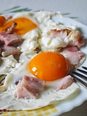 Bacon and eggs close up
