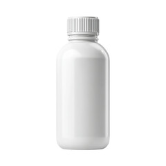 A white plastic bottle with a screw-on cap on transparent background