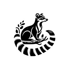 Naklejka premium Minimalist Raccoon Logo Design with Curled Tail.