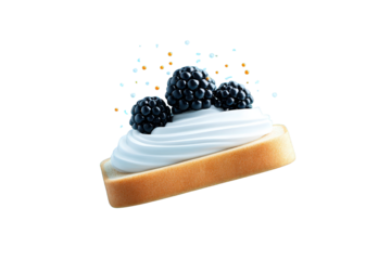 Blackberry Tart with Whipped Cream and Colorful Sprinkles on Transparent Background