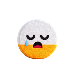 Sad Emoji with Tear Expressing Distress on Transparent Background