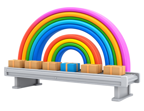 Rainbow Conveyor Belt 3D Illustration