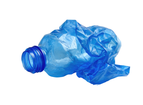 Crushed blue plastic water bottle (2) - Powered by Adobe