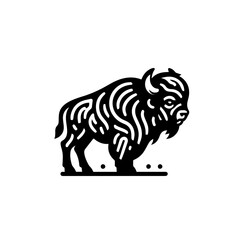 Fototapeta premium Stylized Black and White Bison Illustration.