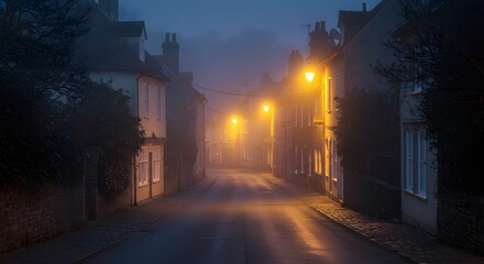 Lonely Road Through Dimly Lit Town – Symbol of Life’s Winding Journey