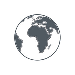 Stylized Globe with Africa, Europe, and South America Outline Isolated