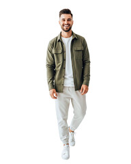 Naklejka premium full length portrait of a happy handsome young man isolated on white