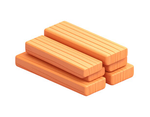 3D Render Stacked Wood Planks Illustration