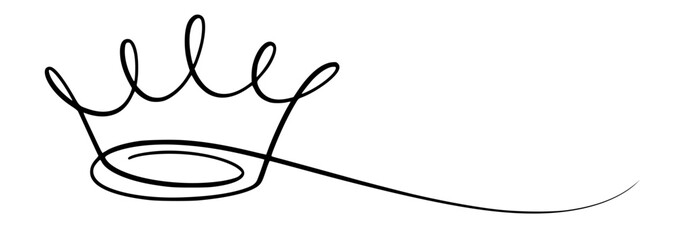 Elegant black line drawing of a royal crown white