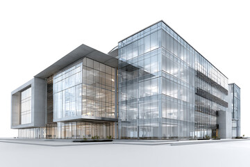 Modern architectural office building with glass facade and sleek concrete design, a stunning representation of contemporary workplace and business innovation