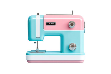 Fototapeta premium Colorful Vintage Sewing Machine in Bright Pink and Blue with Retro Style