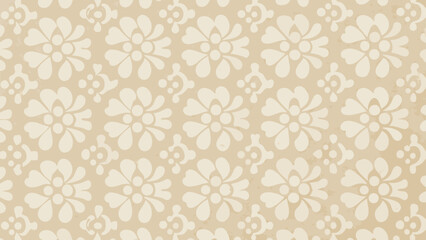 Floral pattern with a light beige background and repeating flower and small geometric shapes design