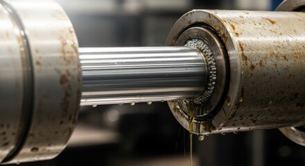 Industrial Precision: A close-up captures the intricate inner workings of industrial machinery, showcasing its precision and metallic craftsmanship in action. 