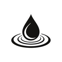 Fototapeta premium Droplet illustration impacts water, creating ripples in black and white graphic design