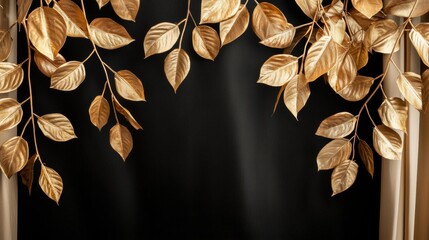 Golden Leaves on Soft Beige Backdrop Wall