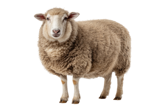 Studio shot of a light brown sheep