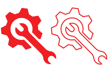 settings icon symbol vector.  black gear with six cogs and a circular hole in the center. wrench gear mechanics icon sign vector .Service, repair and tool icons set eps 10