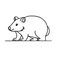 Obraz premium Cute Outline of a Walking Bear Depicted as a Simple Cartoon Character
