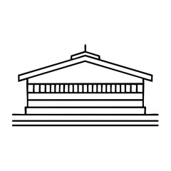 Minimalist Black and White Line Art Illustrates a Basic Building Structure