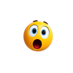 Surprised Yellow Emoji Face with Wide Eyes and Open Mouth on Transparent Background