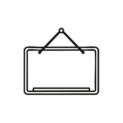 Hanging chalkboard outline drawing with empty space, minimalist blackboard illustration, editable signage for copy