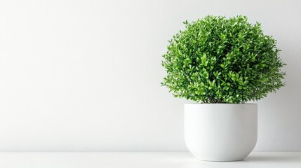Lush Green Potted Plant Adding Freshness and Calmness to Modern Minimalist Interior Space with Clean Lines and Soft Natural Light Enhancing the Atmosphere