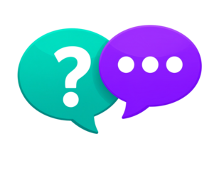 Flat Style Chat Bubbles with Question Mark and Ellipsis Icons – Modern Communication Concept PNG