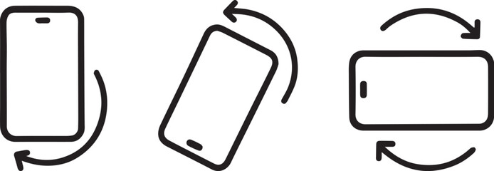 Orientation Transformation Icons Displaying Mobile Device Screen Rotation and Aspect Ratio Changes for User Experience