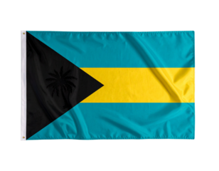 Flat Bahamas Flag with Subtle Fabric Folds – Top View Transparent PNG