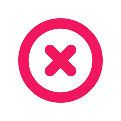 Fototapeta premium Bold pink circle with a red x mark inside
