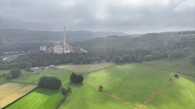 Aerial Drone Footage of hope valley cement works Castleton, hope valley, UK