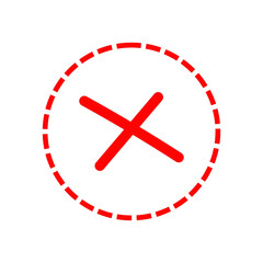 Obraz premium Red X Inside Dashed Circle