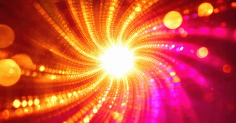 Obraz premium Bright vortex radiates energy. Swirling lights create dynamic, colorful spectacle. Intense glow dominates composition, captivating viewer.