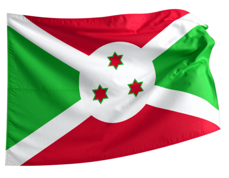 Burundi Flag Waving in Wind – Realistic 3D Render PNG