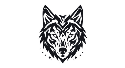 Fototapeta premium Minimalist Vector Illustration of Wolf Head in Black and White with Geometric Lines for Modern Branding and Logo Design