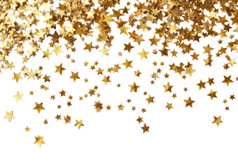 Golden star confetti falling on black background