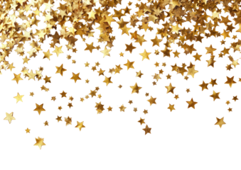 Golden star confetti falling on black background