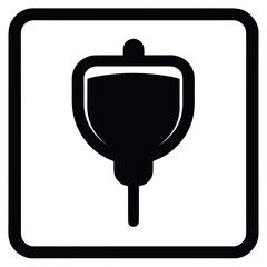 Obraz premium black icon of a male urinal, front view, minimalist vector design, square frame, white background