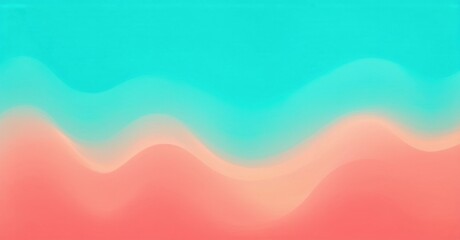 Fototapeta premium Abstract wavy gradient. Turquoise blends into coral. Smooth transitions create fluid visual effect. Minimalist design.