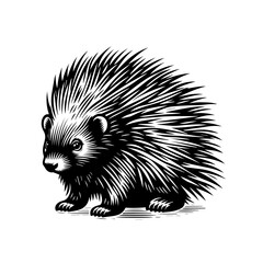 Obraz premium Detailed porcupine illustration with quills isolated on white background
