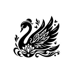 Obraz premium Elegant swan with intricate details isolated on white background