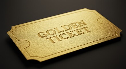 Fototapeta premium Minimal golden ticket on black background