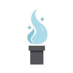 A Simple Flat Design of a Blue Flame with Stars Emerging from